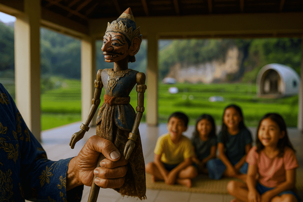 Aktivitas bale wisata Cadas Gantung Bandung menawarkan pengalaman otentik: diskusi budaya, kelas menanam padi, hingga menikmati sunset; wisata di Bandung ini sekaligus menjadi spot foto terbaik dengan nuansa pedesaan premium.