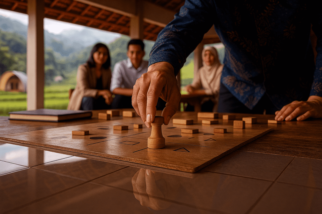 Aktivitas bale wisata Cadas Gantung Bandung menampilkan ruang pertemuan tradisional bernuansa Sunda dengan panorama tebing, sawah, dan sungai; tempat wisata di Bandung ini cocok untuk gathering, eduwisata, dan konten Instagramable.