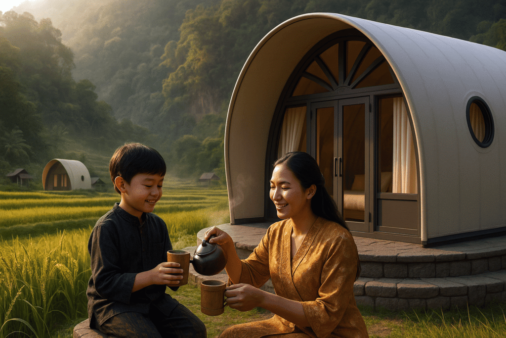 Tempat Wisata Bandung Cadas Gantung — kawasan pariwisata eco-luxury dengan luxury tent; ikon tebing, sawah, dan sungai; agro eduwisata & adventure alam Jawa Barat.