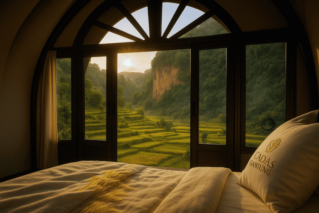 Tempat Wisata Bandung Cadas Gantung — kawasan pariwisata eco-luxury dengan luxury tent; ikon tebing, sawah, dan sungai; agro eduwisata & adventure alam Jawa Barat.