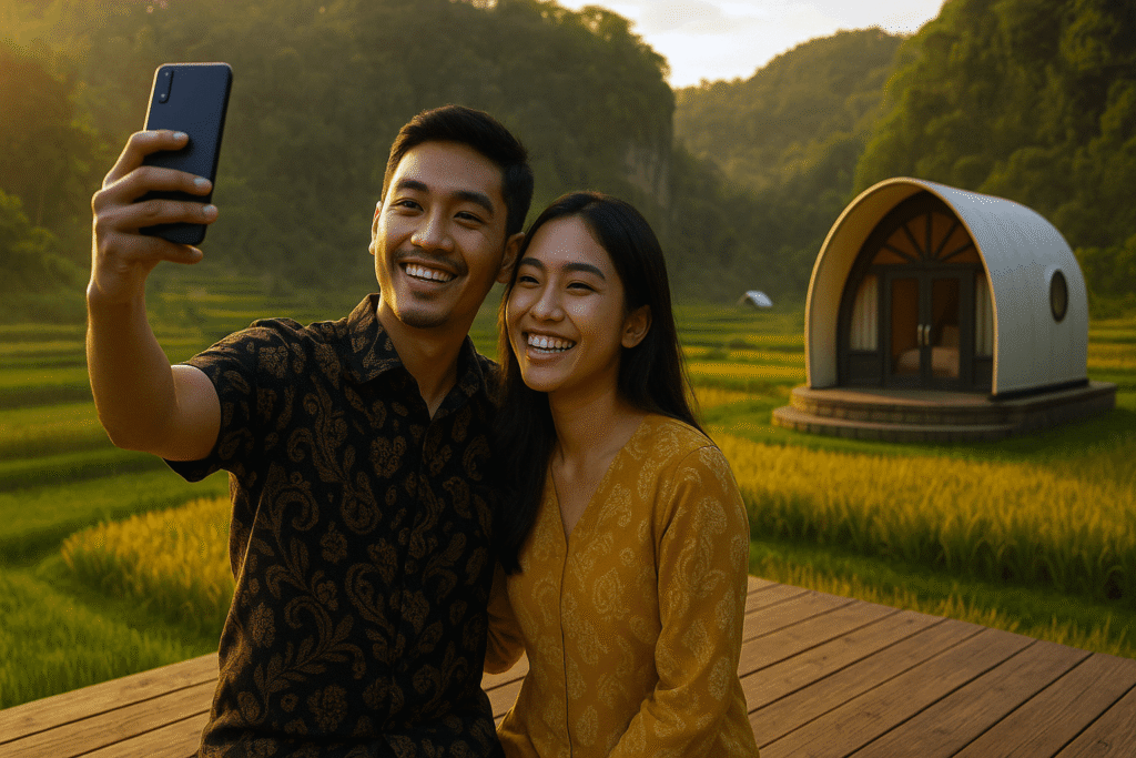 Farmhouse Lembang bertema Eropa klasik, wisata bandung viral di insatagram; temapt wisata bandung keluarga, penyewaan kostum, rumah hobbit, kebun bunga, serta kuliner roti hangat dan susu segar yang disukai anak-anak dan pasangan. kekinian