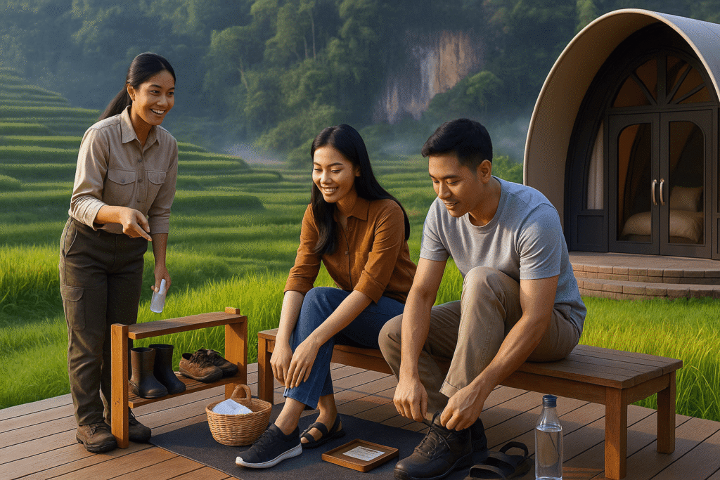 Maribaya Natural Hot Spring dengan air terjun segar, wisata bandung viral di insatagram; temapt wisata bandung relaksasi air panas, jembatan gantung, trekking ringan, serta gazebo kayu yang fotogenik untuk rehat nyaman selepas perjalanan. kekinian