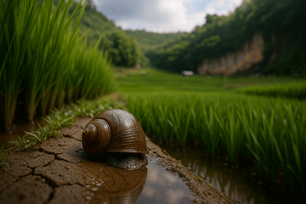 Konten wisata agro di bandung menampilkan drone topdown geometri teras, pola bund, serta jaringan distribusi air detail terbaca sangat jelas.