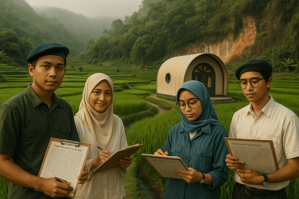 Wisata edukasi Bandung menampilkan aktivitas belajar di sawah, mengajarkan proses tandur, penyiangan, serta nilai kerja sama petani sebagai warisan budaya agraris Sunda.