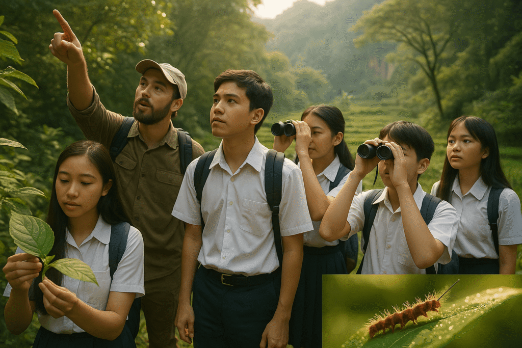 Eduwisata Bandung menampilkan integrasi sawah dan holtikultura sebagai media belajar ekologi; peserta mengenali rotasi tanaman, irigasi tetes, serta konservasi lahan produktif.