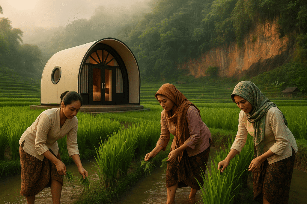 Suasana wisata edukasi di Bandung memperlihatkan anak-anak mempelajari proses tumbuh tanaman dan pentingnya pelestarian alam.