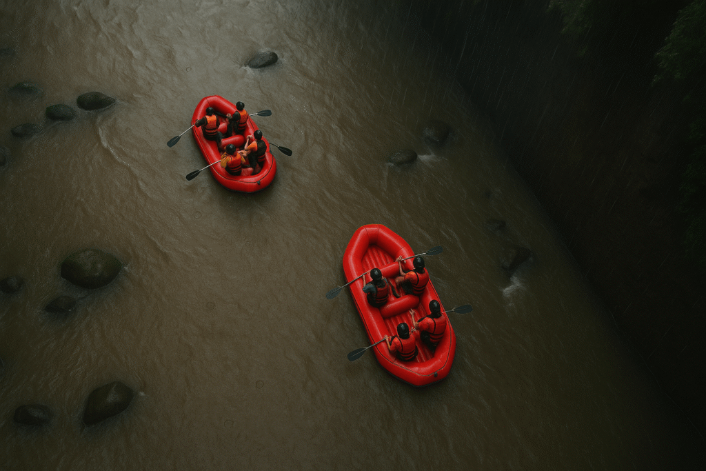 Rafting Bandung memberikan pengalaman unik menjelajahi sungai alami dengan jeram berliku dan air jernih.