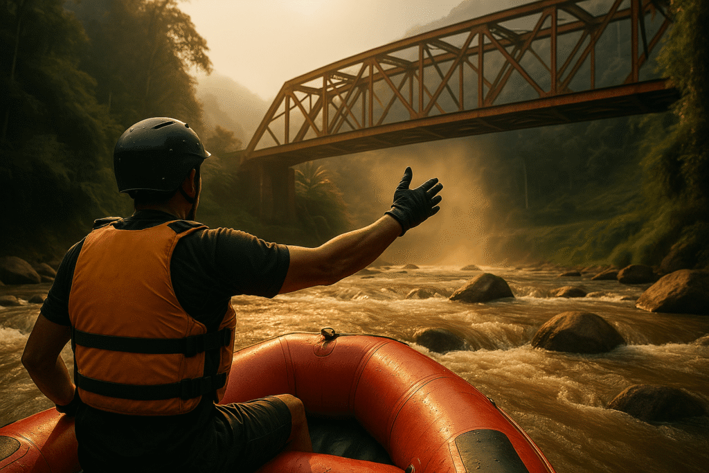 Wisata adventure Bandung menghadirkan rafting menyenangkan dengan arus sungai deras dan suasana kebersamaan penuh semangat.